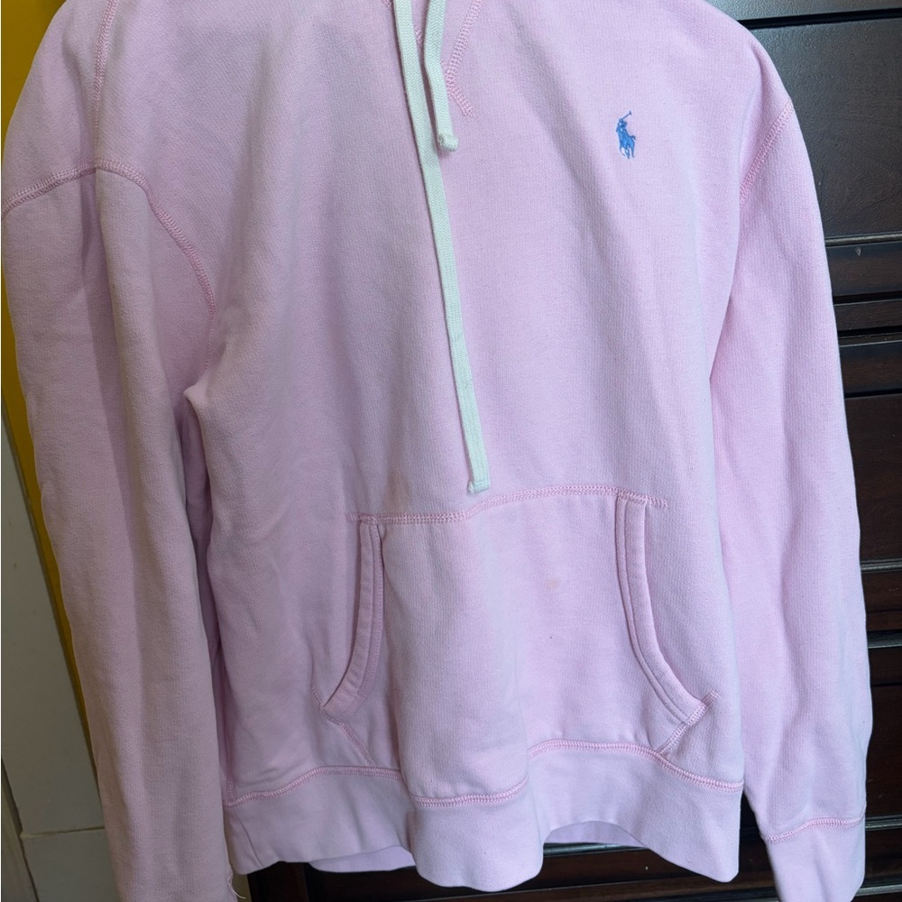 Polo by Ralph Lauren Light Pink Hoodie with Navy & Yellow Label